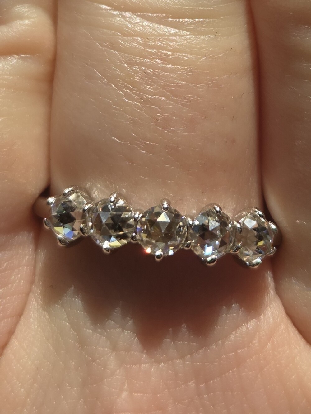 Kuololit 1.5 CTW Rose Cut Moissanite Ring Sterling Silver - Picture 3 of 7